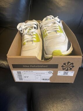 Nike Kids White and Lime Green Sneakers